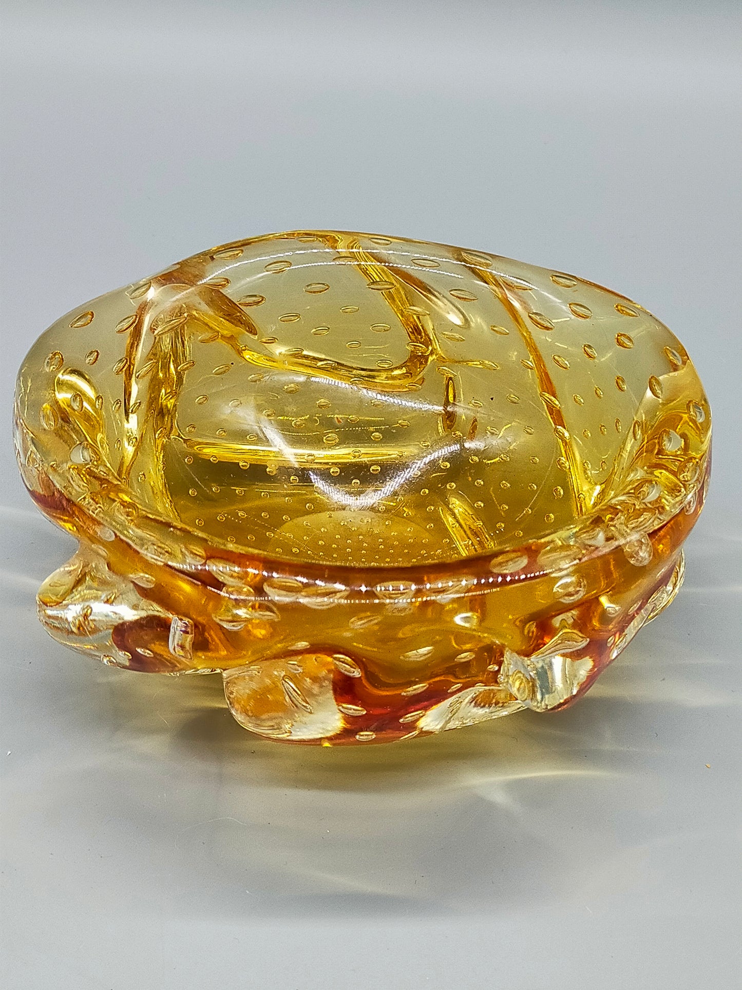 Murano Bullicante Glass Schale Amber Vintage Design Schale