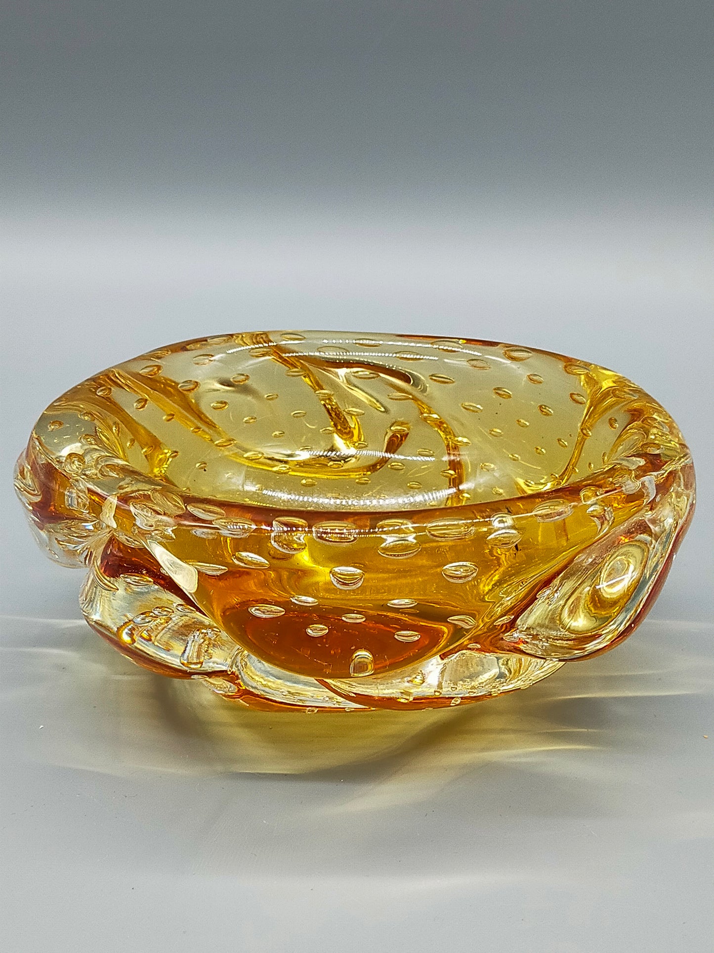 Murano Bullicante Glass Schale Amber Vintage Design Schale