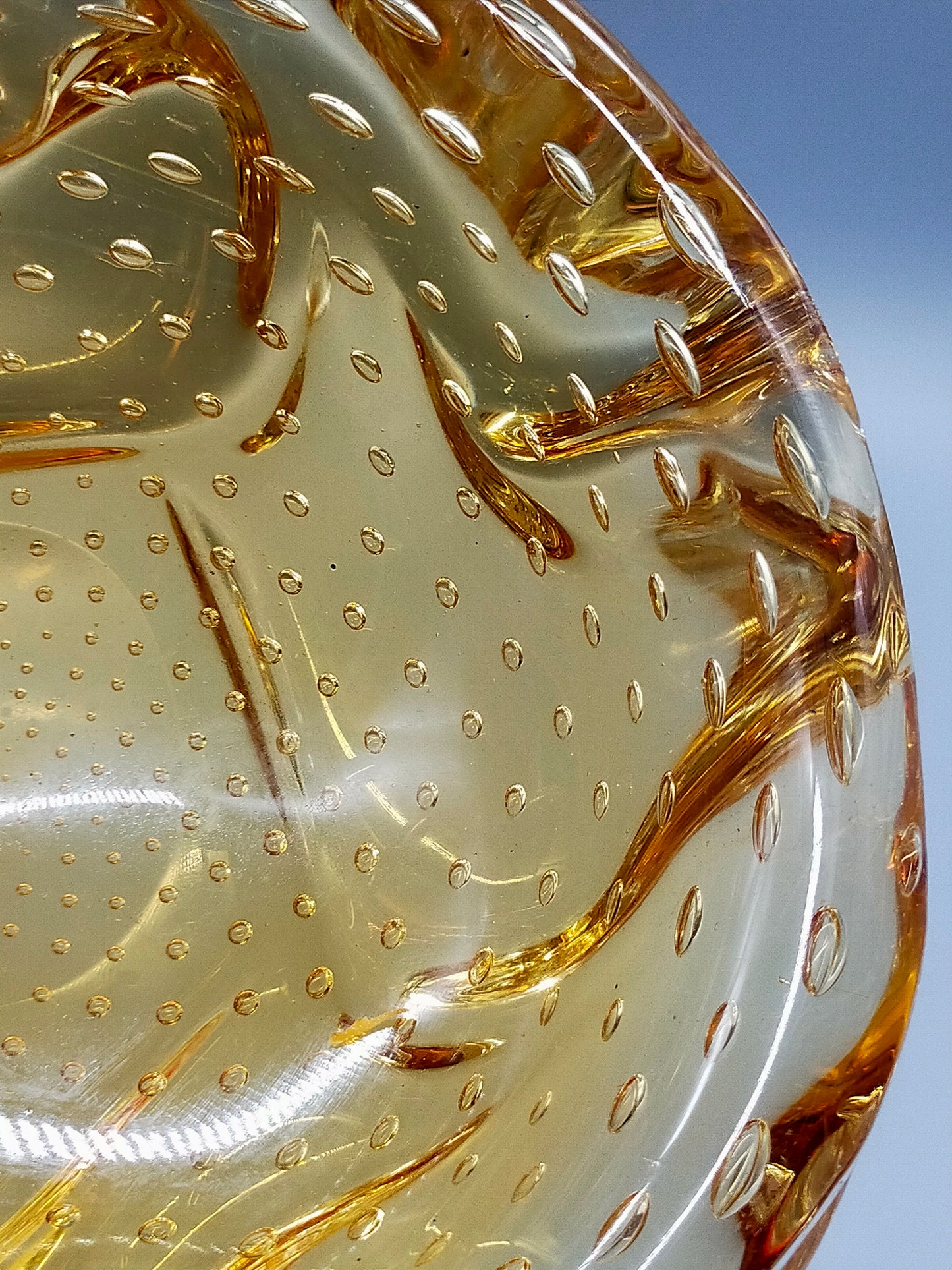 Murano Bullicante Glass Schale Amber Vintage Design Schale