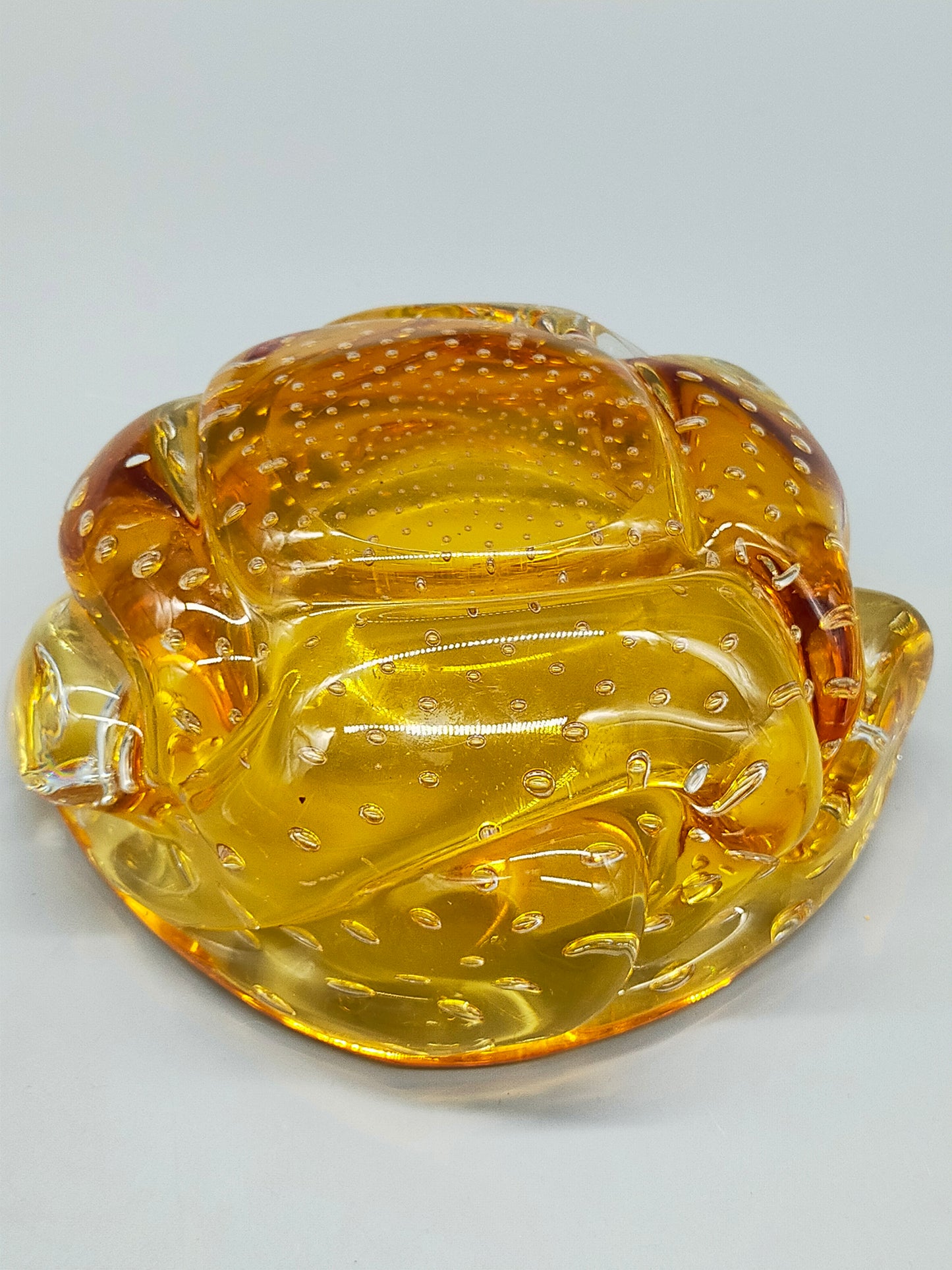 Murano Bullicante Glass Schale Amber Vintage Design Schale