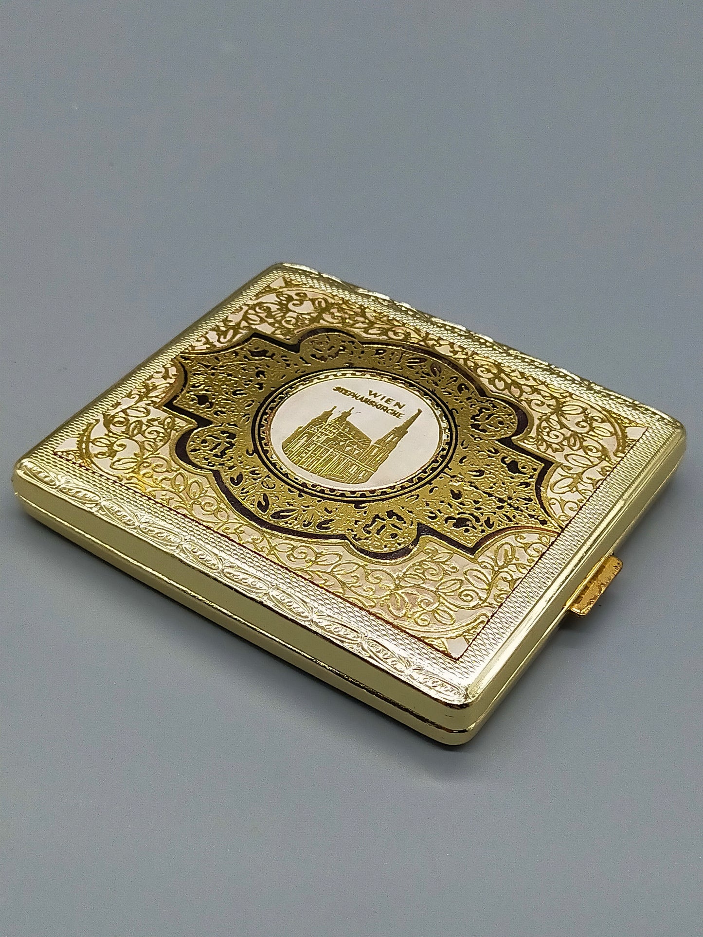 Elegantes Vintage Etui Wien Stephanskirche Edles Goldfarbenes Design