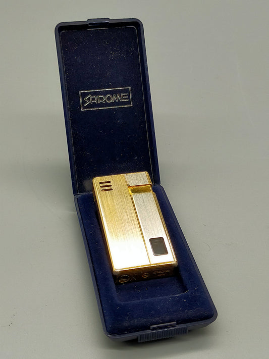 Edles Sarome Vintage Gas Feuerzeug Gold & Silber Bicolor Design
