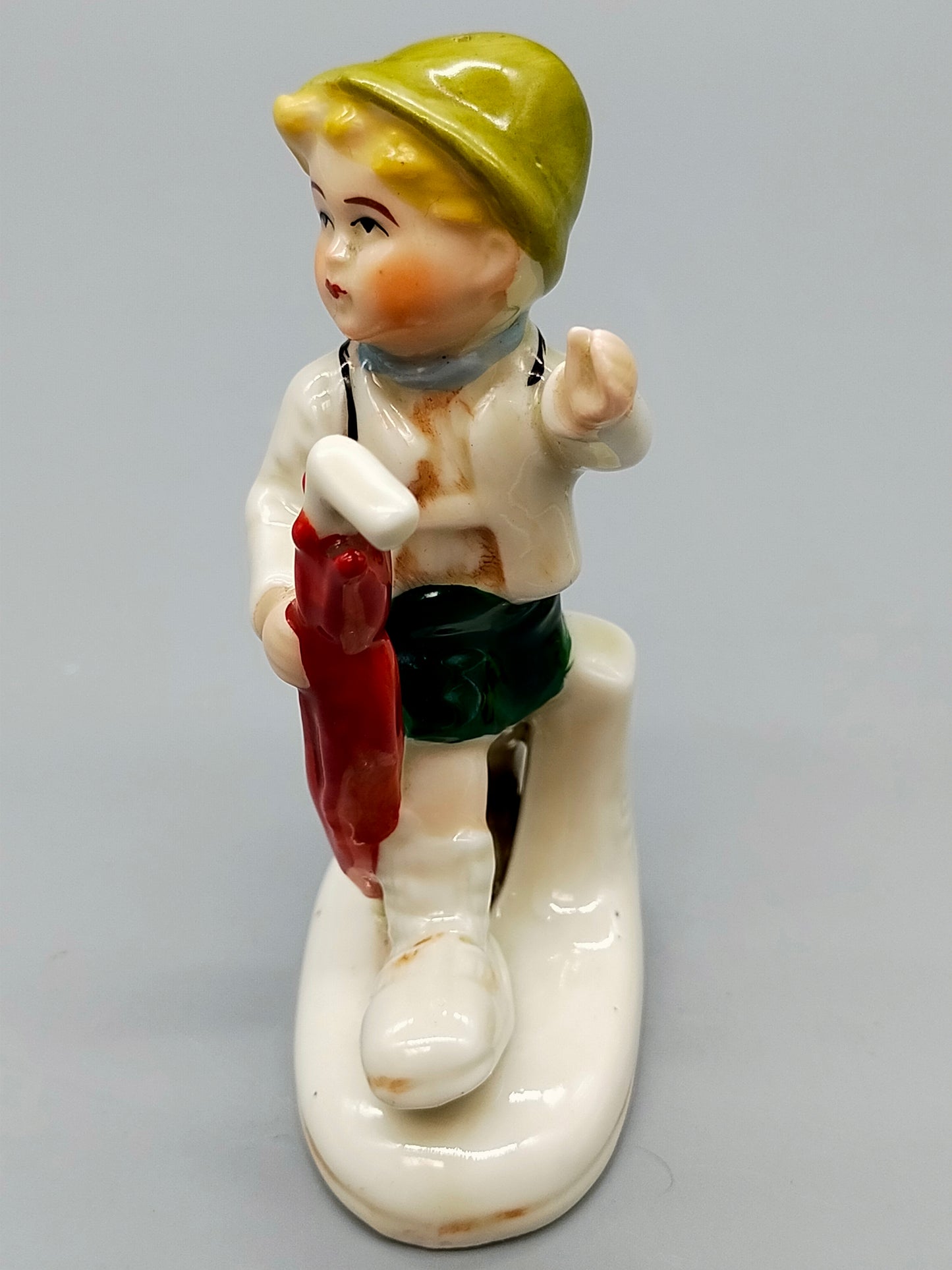 Vintage Porzellan Figur Wanderjunge mit Regenschirm Klassisches Design