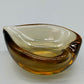 Vintage Murano Stil Glas Schale Organische Blattform in Amber Braun