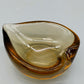 Vintage Murano Stil Glas Schale Organische Blattform in Amber Braun