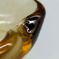 Vintage Murano Stil Glas Schale Organische Blattform in Amber Braun
