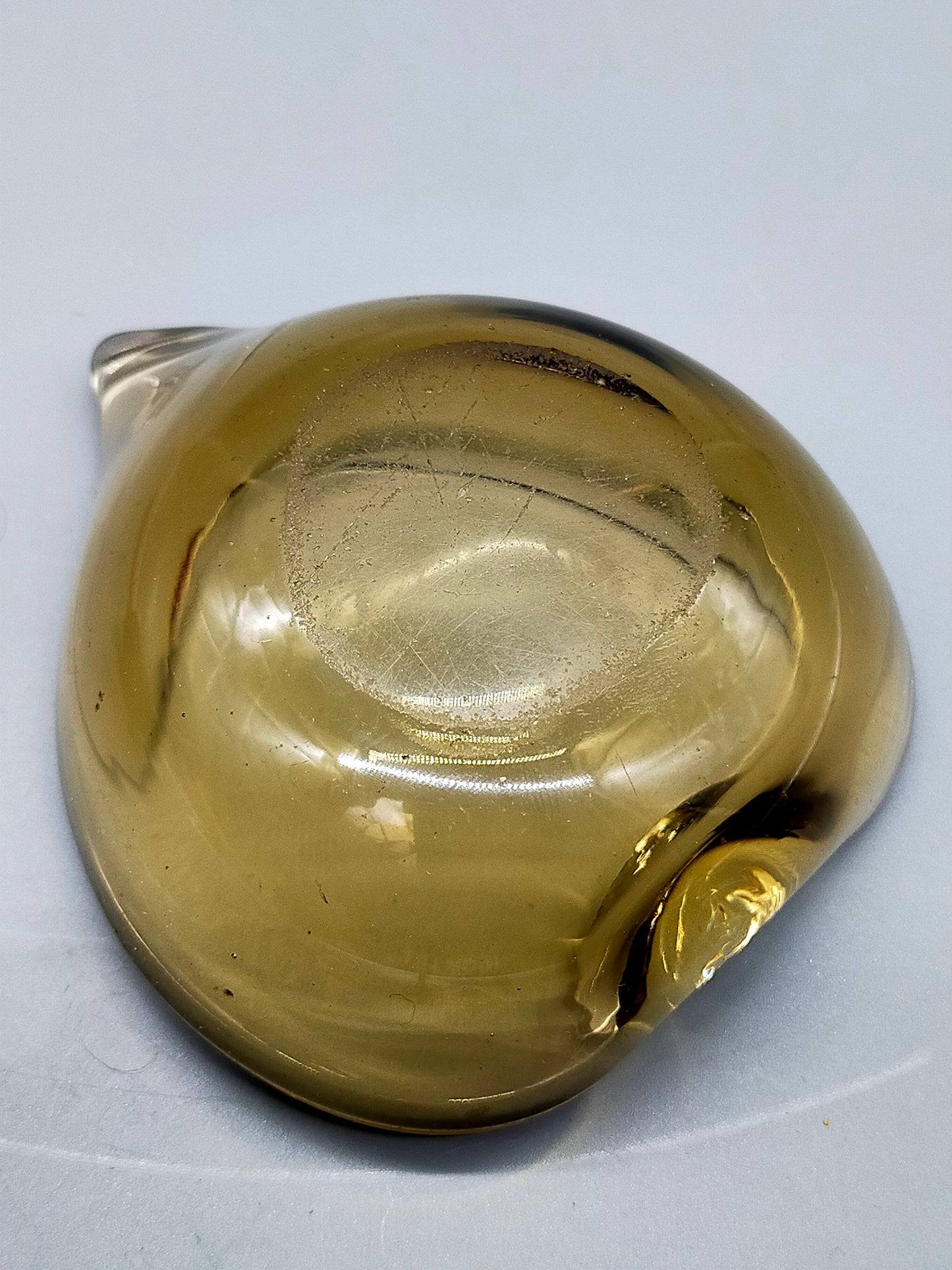 Vintage Murano Stil Glas Schale Organische Blattform in Amber Braun