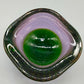Vintage Murano Glass Schale Sommerso Bullicante in Grün & Rosa