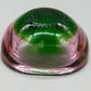 Vintage Murano Glass Schale Sommerso Bullicante in Grün & Rosa