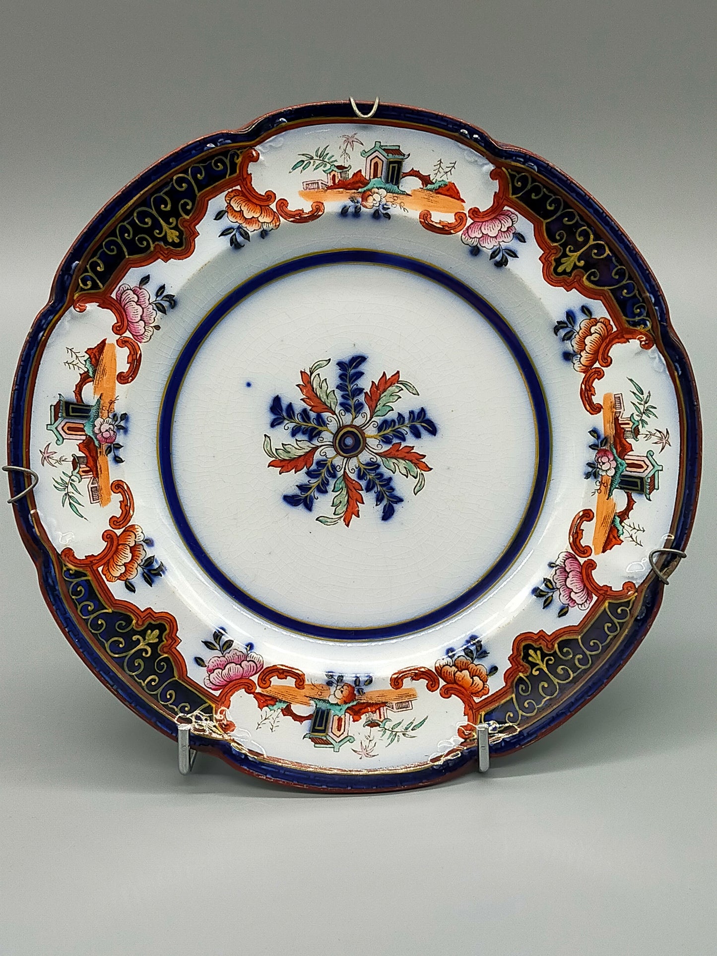 Antiker  Wallerfangen Wandteller – Imari Stil Chinoiserie