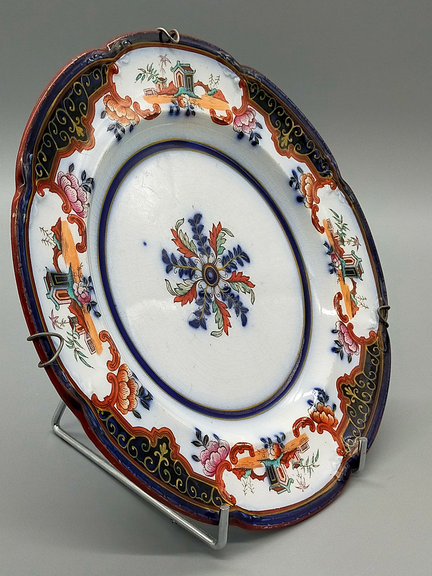 Antiker  Wallerfangen Wandteller – Imari Stil Chinoiserie