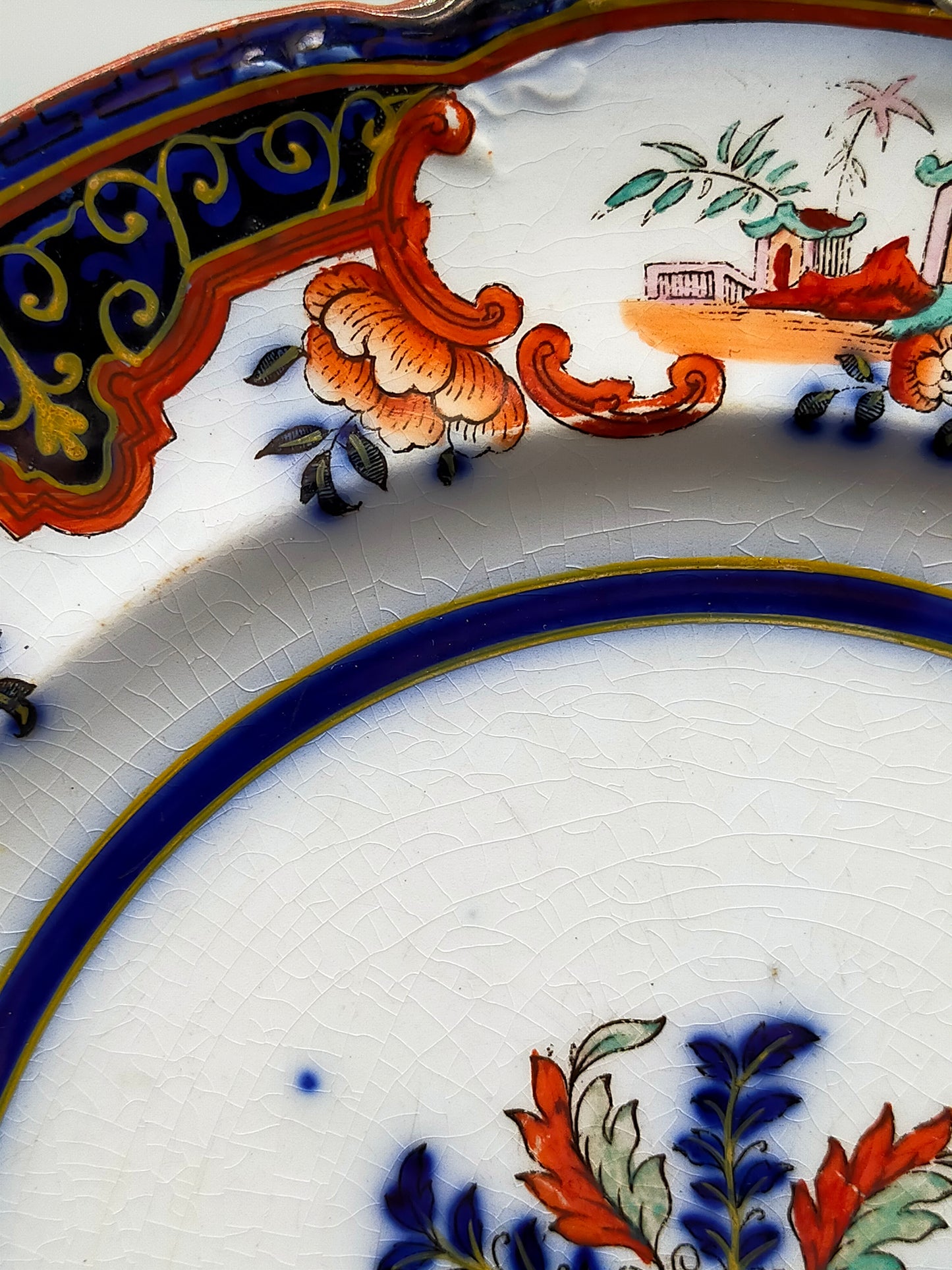 Antiker  Wallerfangen Wandteller – Imari Stil Chinoiserie