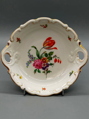Edle Volkstedt Porzellan Schale Elegantes Blumendekor mit Goldrand