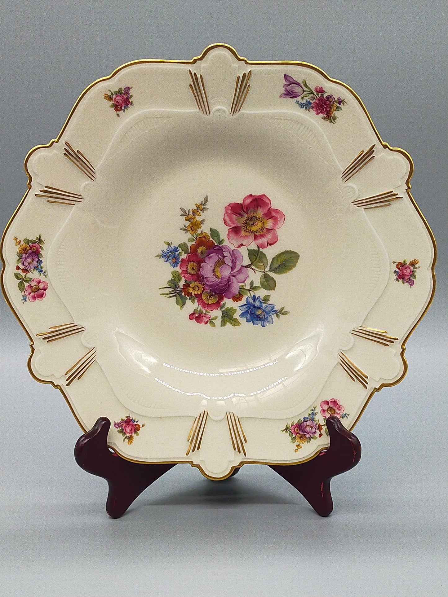 Edle Fürstenberg Porzellan Schale Klassisches Blumendekor mit Goldrand