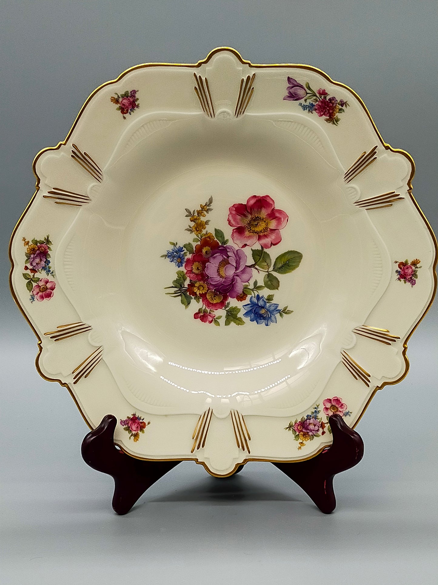 Edle Fürstenberg Porzellan Schale Klassisches Blumendekor mit Goldrand