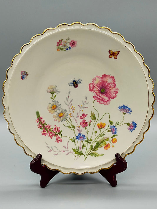 Bavaria Porzellan Teller mit Blumen Dekor und Goldrand – Vintage