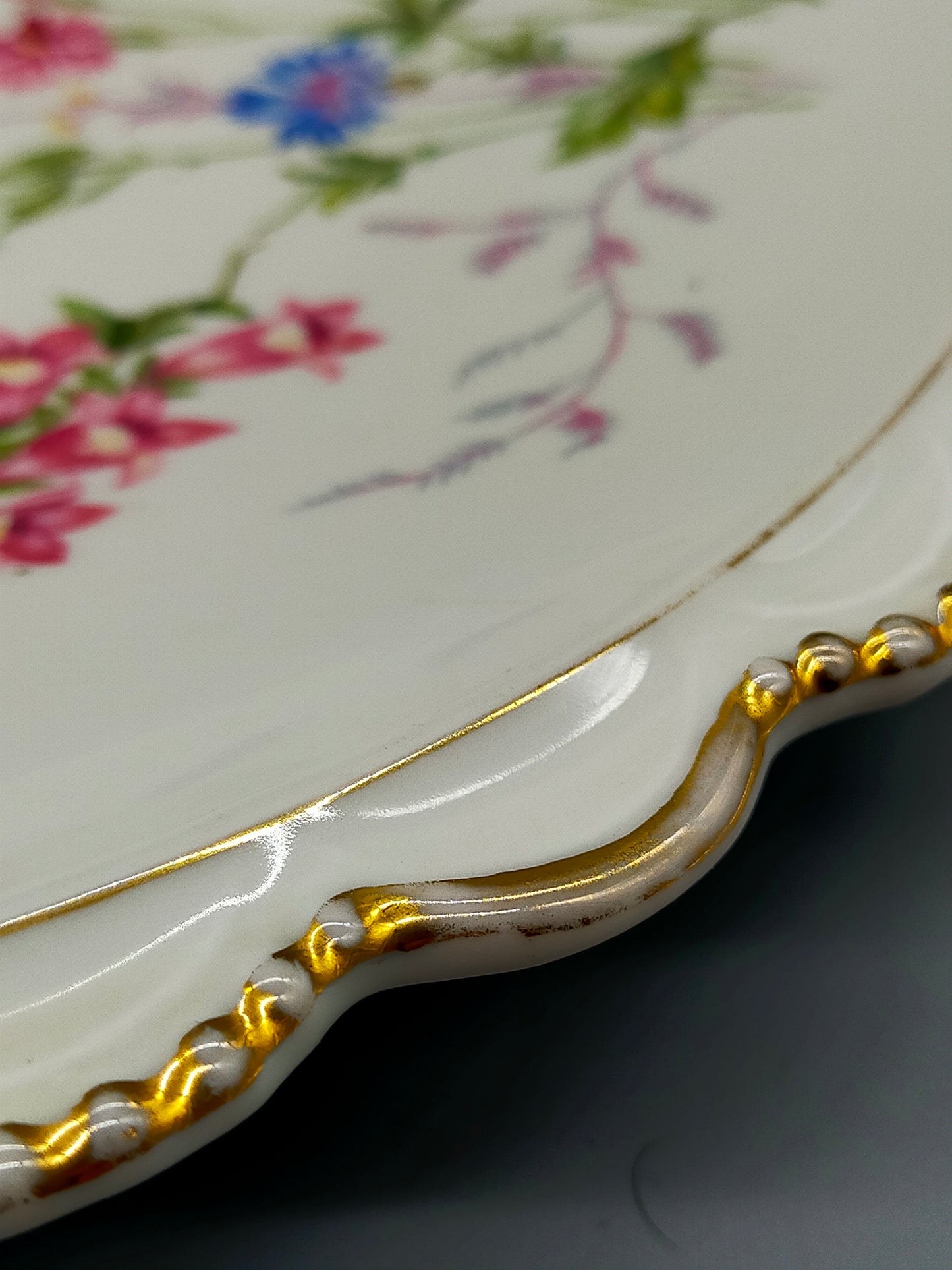 Bavaria Porzellan Teller mit Blumen Dekor und Goldrand – Vintage