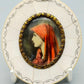 Antike Miniatur Portrait Malerei Elegante Dame mit rotem Schleier