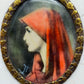 Antike Miniatur Portrait Malerei Elegante Dame mit rotem Schleier