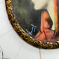 Antike Miniatur Portrait Malerei Elegante Dame mit rotem Schleier