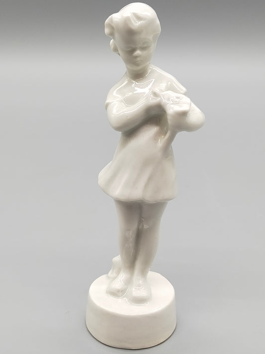Vintage Porzellan Figur Elegantes Mädchen in weißem Kleid