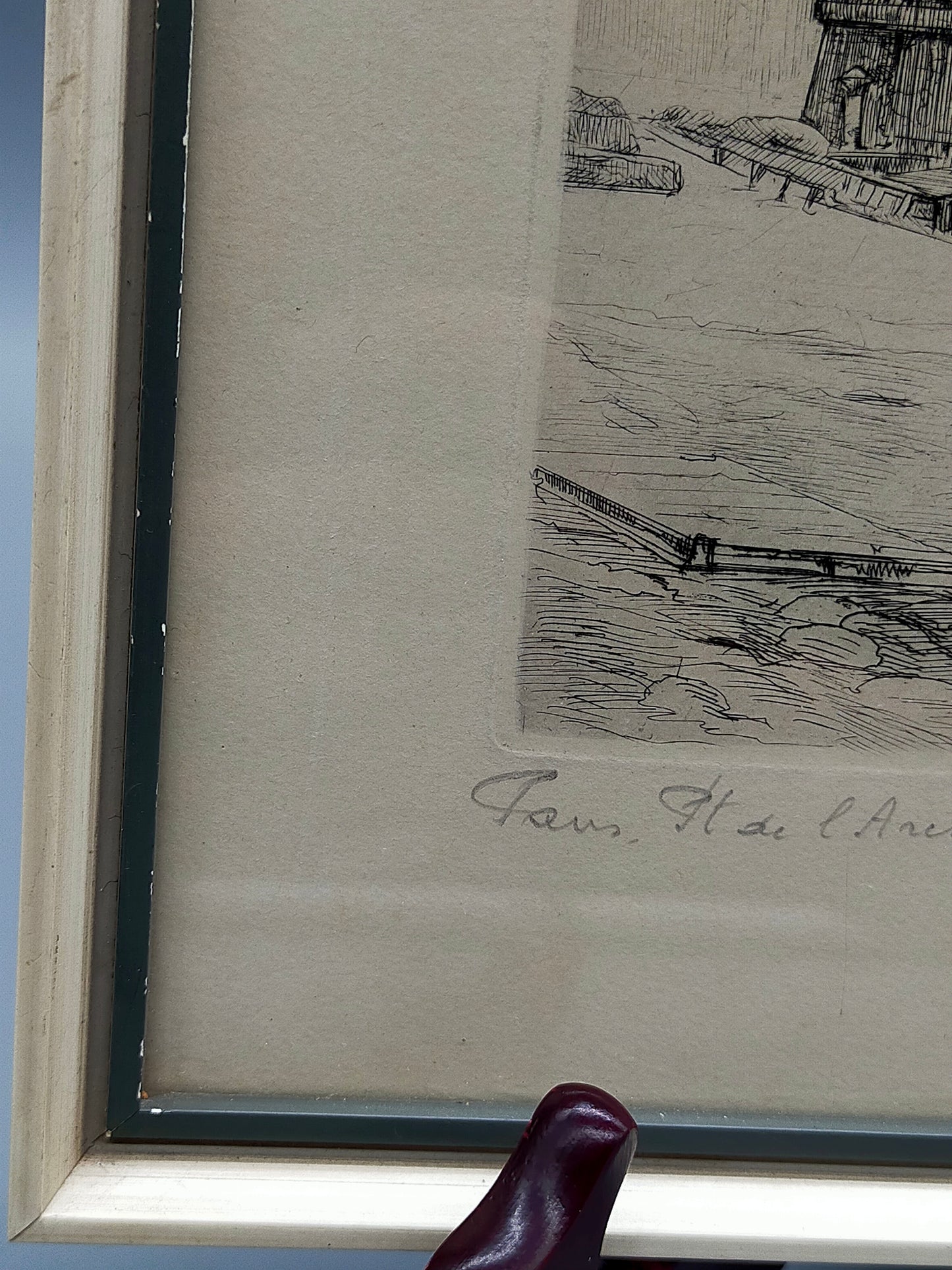Französische Schule (XX) Blick auf Notre-Dame Radierung