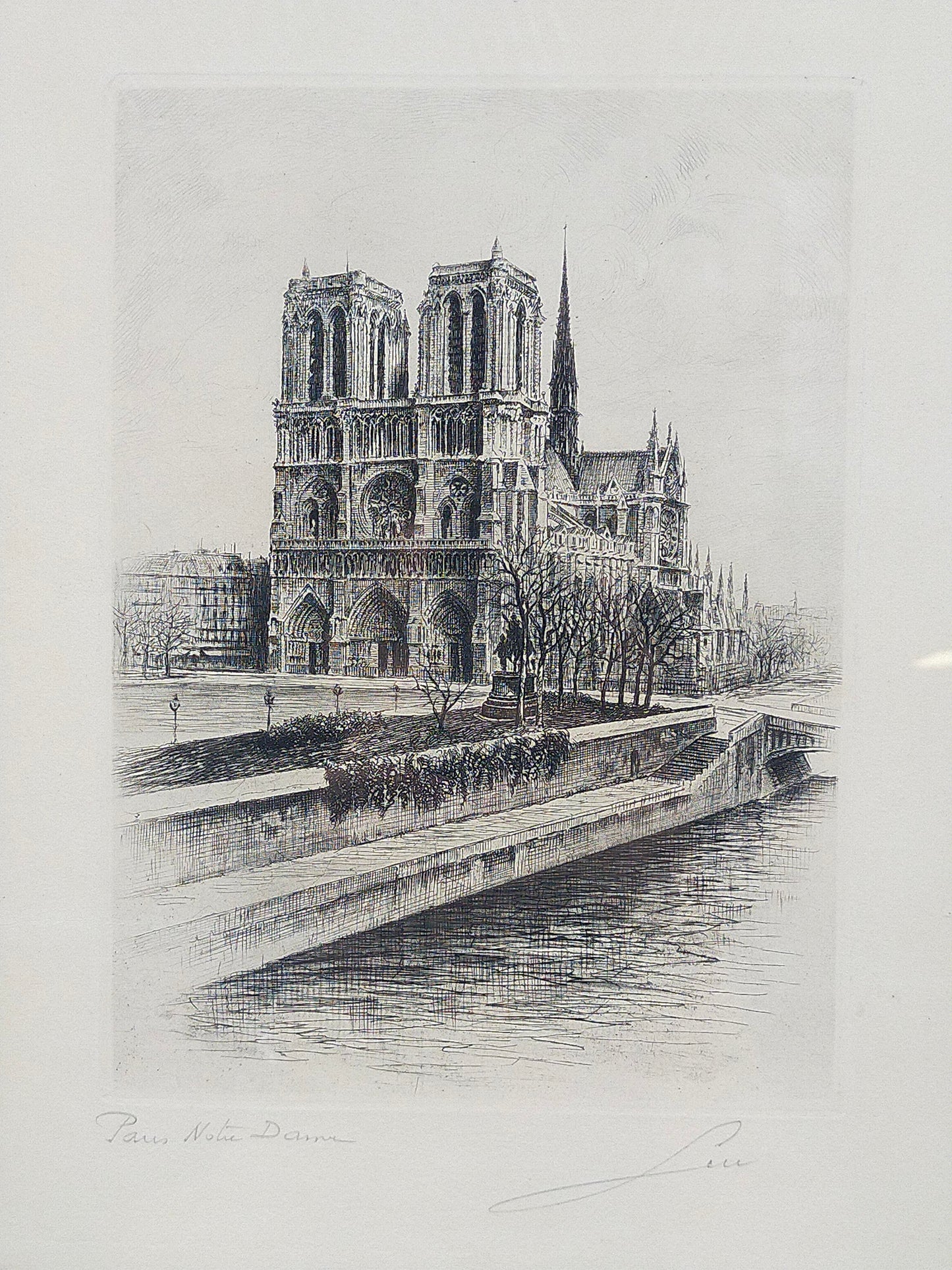 Französische Schule (XX) Paris Notre Dame Filigrane Radierung
