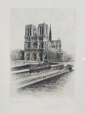 Französische Schule (XX) Paris Notre Dame Filigrane Radierung