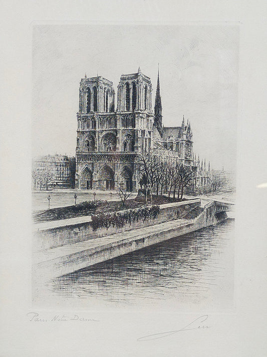 Französische Schule (XX) Paris Notre Dame Filigrane Radierung