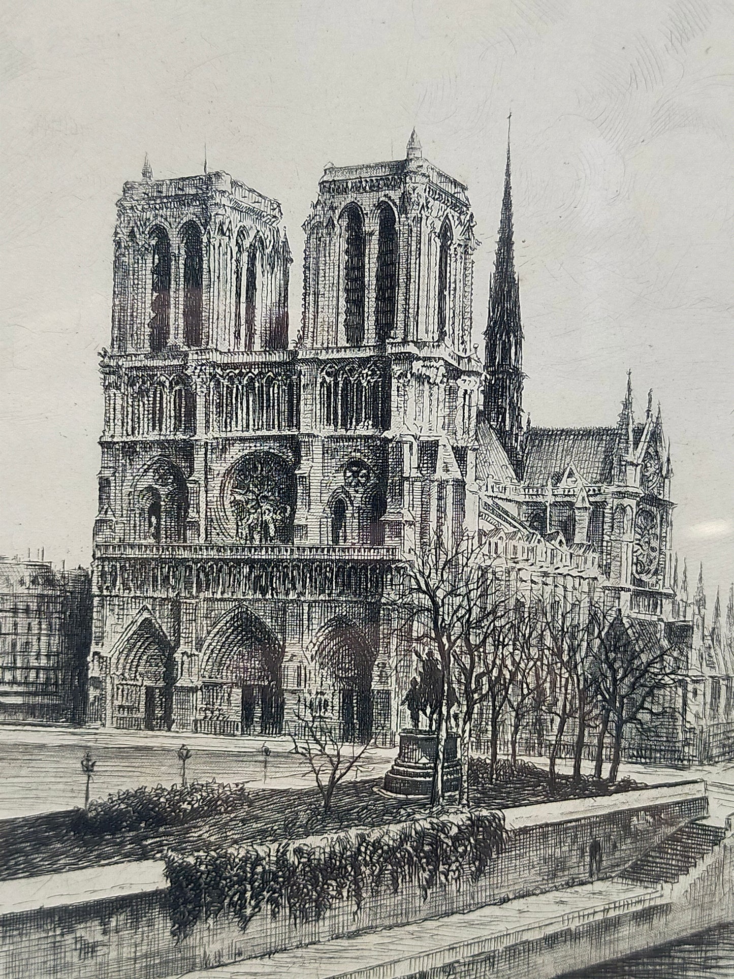 Französische Schule (XX) Paris Notre Dame Filigrane Radierung