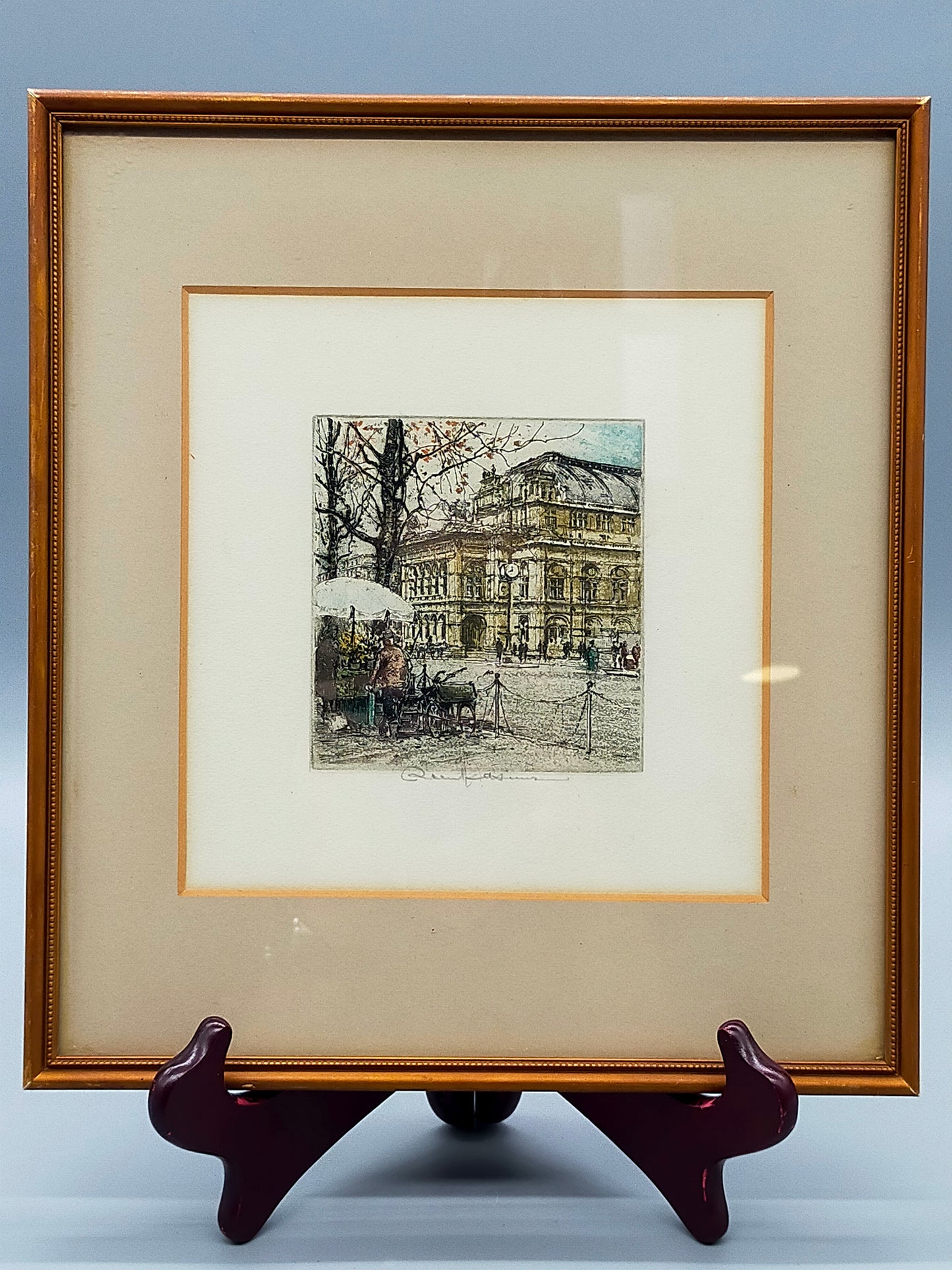 Robert Kasimir Wiener Staatsoper mit Blumenmarkt Radierung