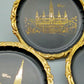 Wien Souvenir Teller Set Goldene Stadtmotive auf Schwarz