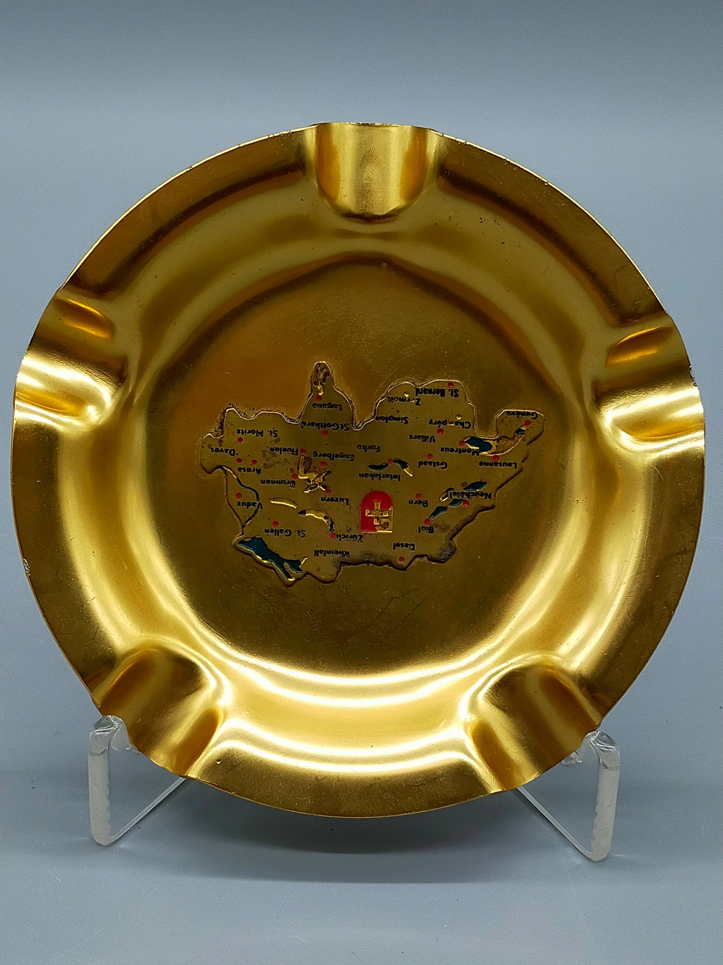 Vintage SIGG Schweiz Aschenbecher mit Relief-Landkarte