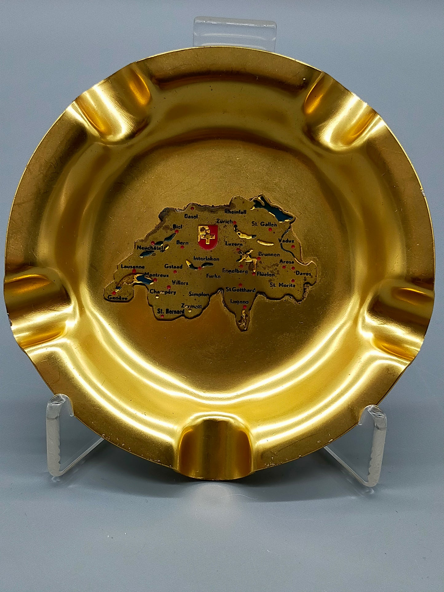 Vintage SIGG Schweiz Aschenbecher mit Relief-Landkarte