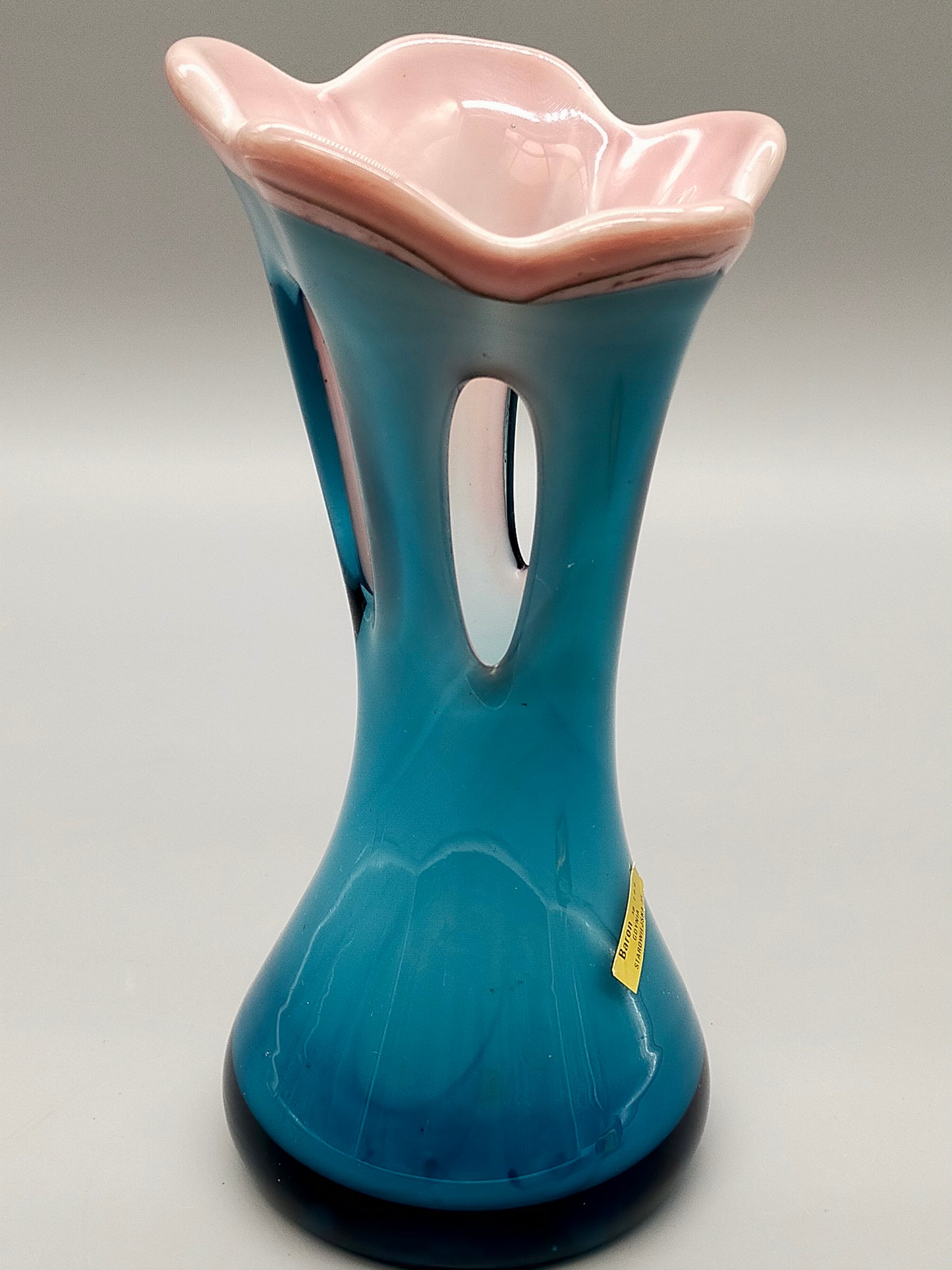 Exklusive Baron Glas Vase Elegantes Vintage Design in Blau & Rosa