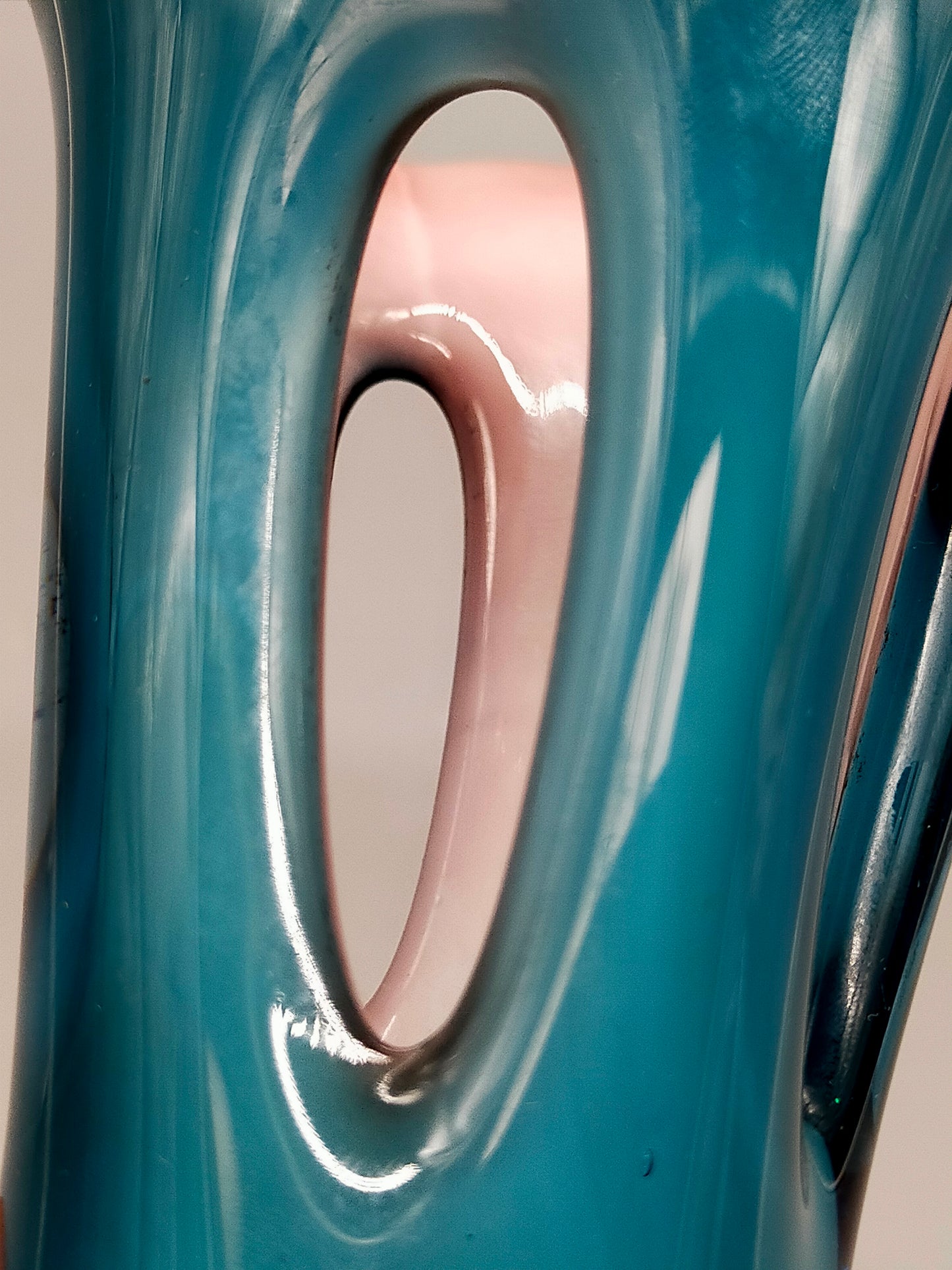 Exklusive Baron Glas Vase Elegantes Vintage Design in Blau & Rosa