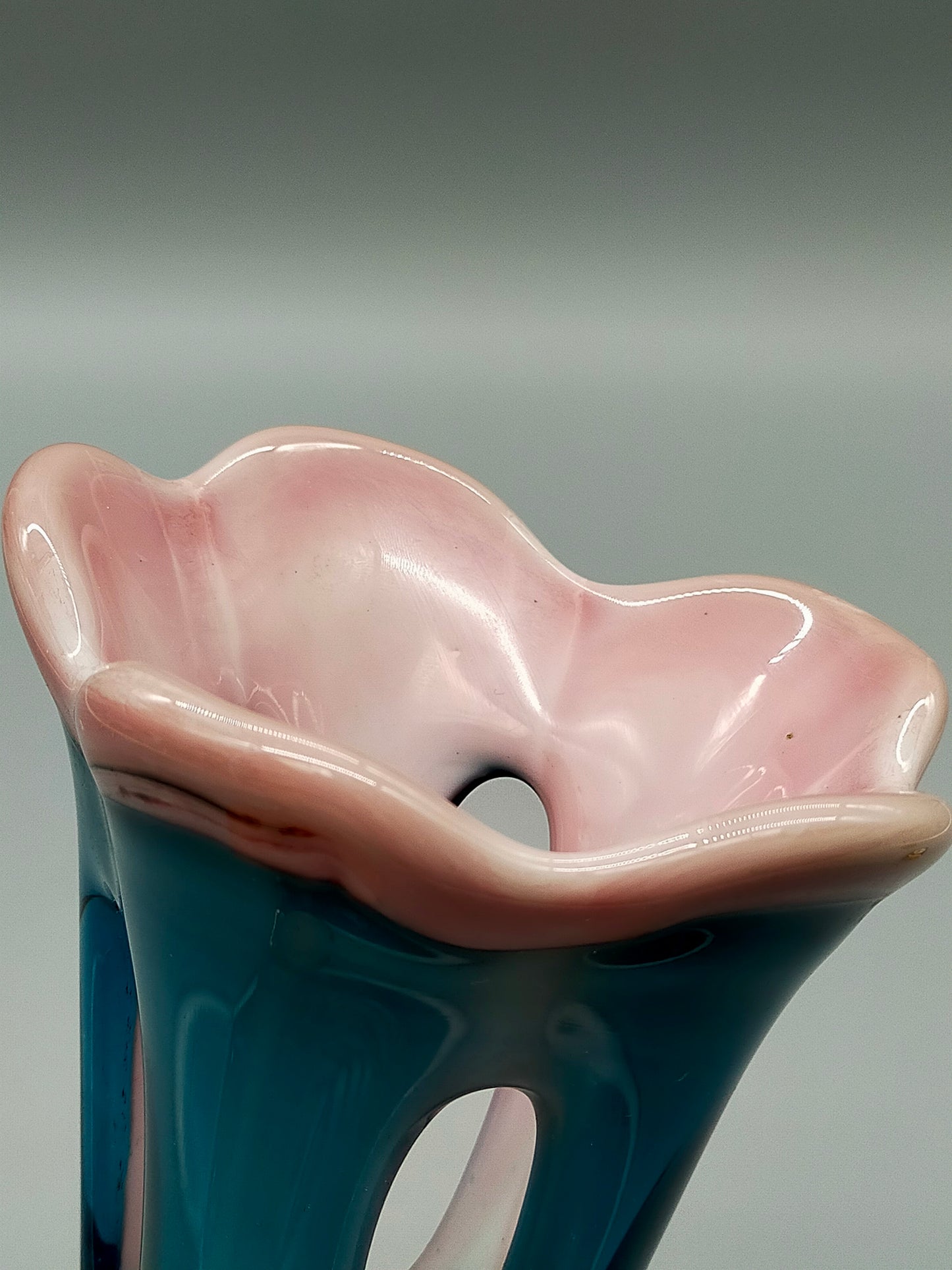 Exklusive Baron Glas Vase Elegantes Vintage Design in Blau & Rosa
