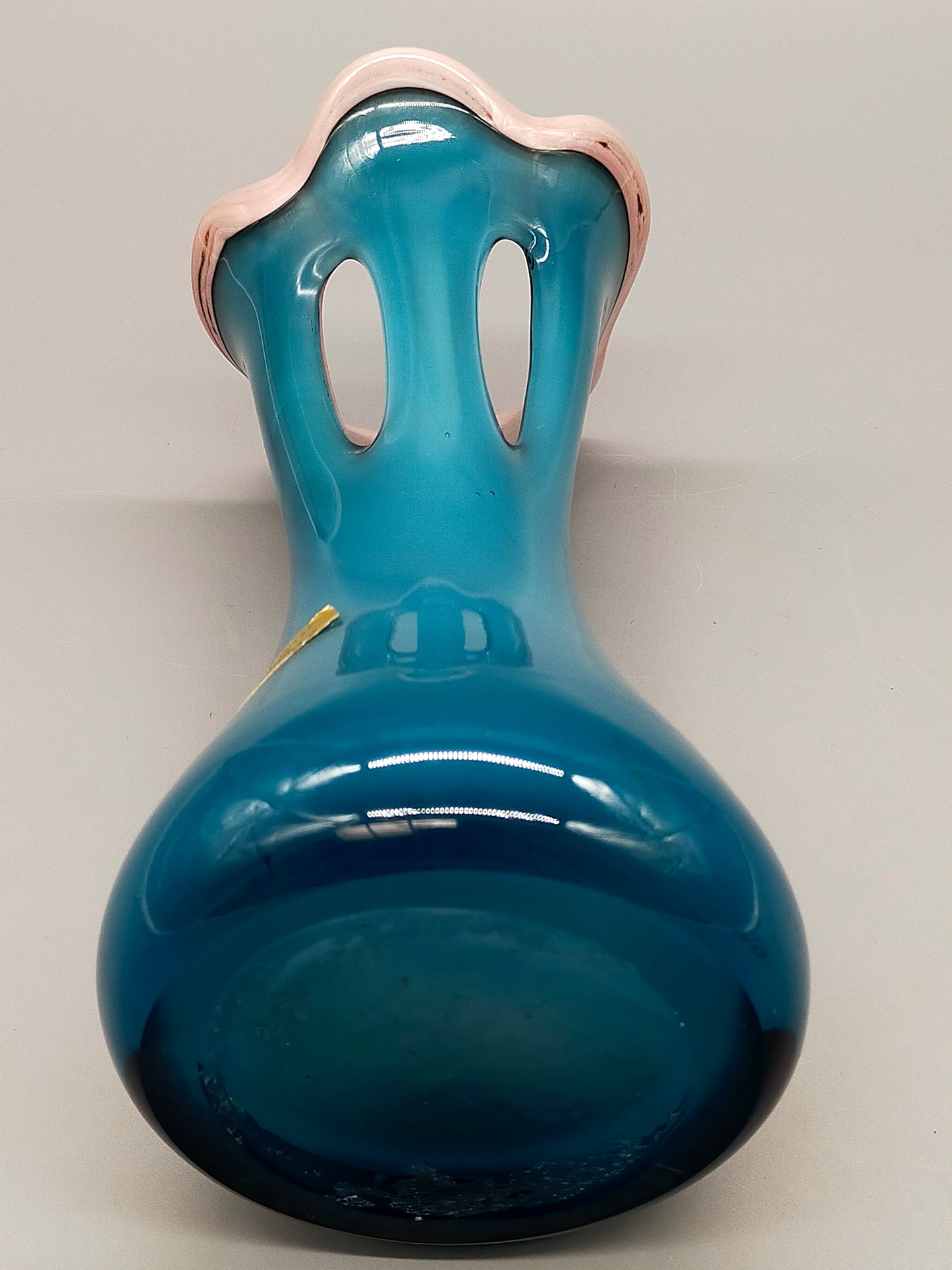 Exklusive Baron Glas Vase Elegantes Vintage Design in Blau & Rosa