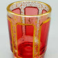 Böhmisches Prunkglas in Rubinrot Edles Kristallglas mit Golddekor