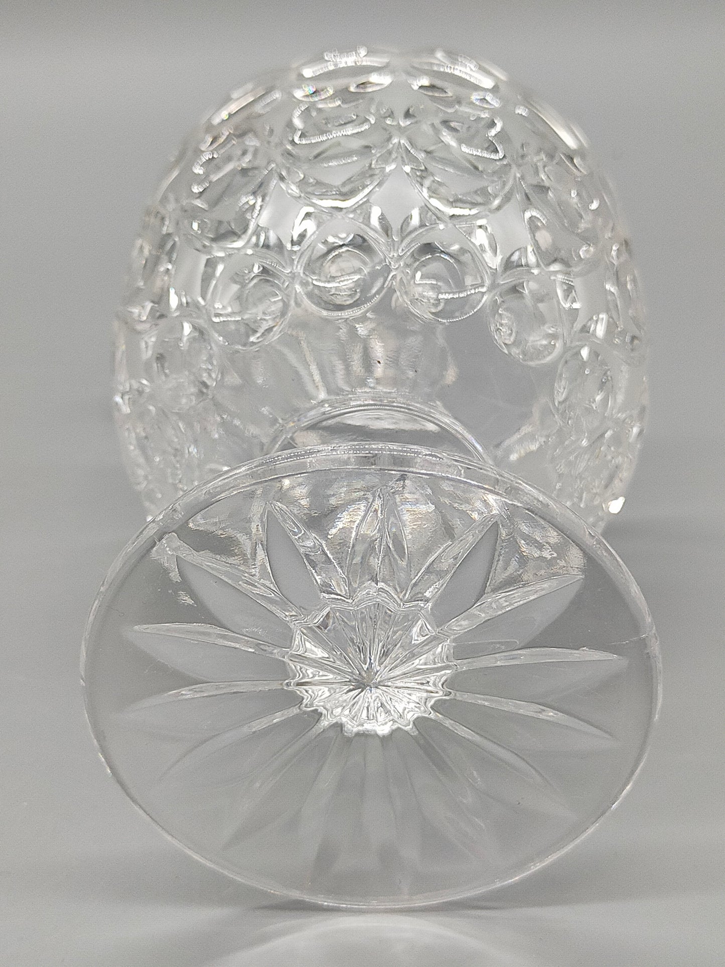 Antiker Tiffin King's Crown Glaspokal mit Deckel Vintage Bonboniere
