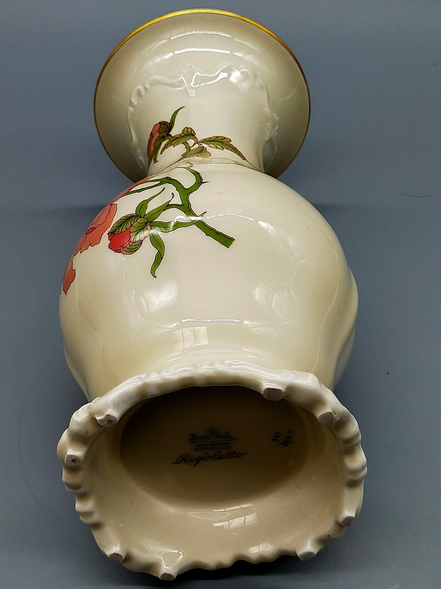 Edle Rosenthal Pompadour Porzellan Vase Rigoletto Rosendekor