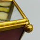 Antike Glas Schatulle mit Vogel Motiv Messing Schmuckkästchen