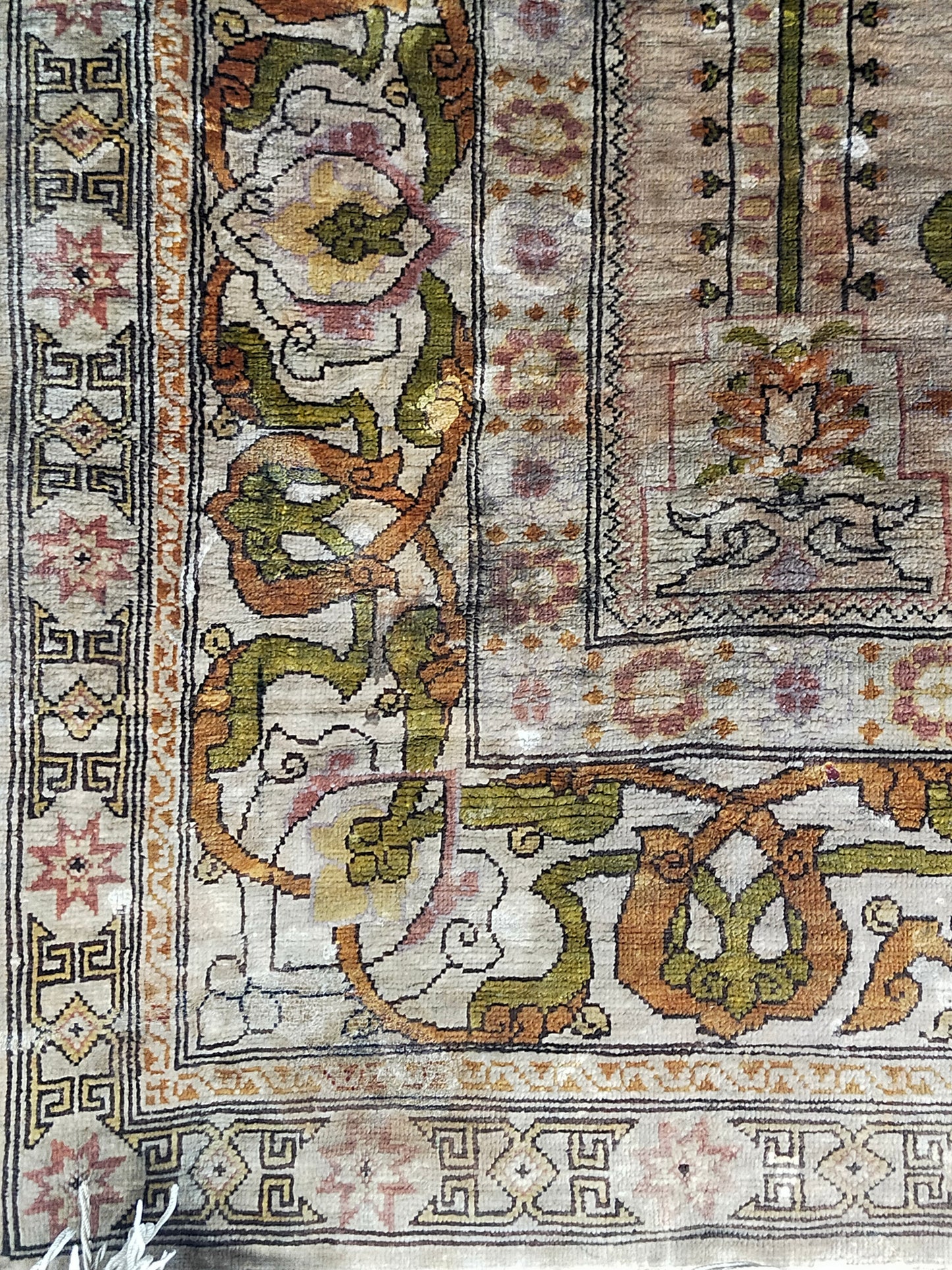 Antik Türkei Hereke Lebensbaum Gebetsteppich Seide auf Seide - 74 x 55,5cm