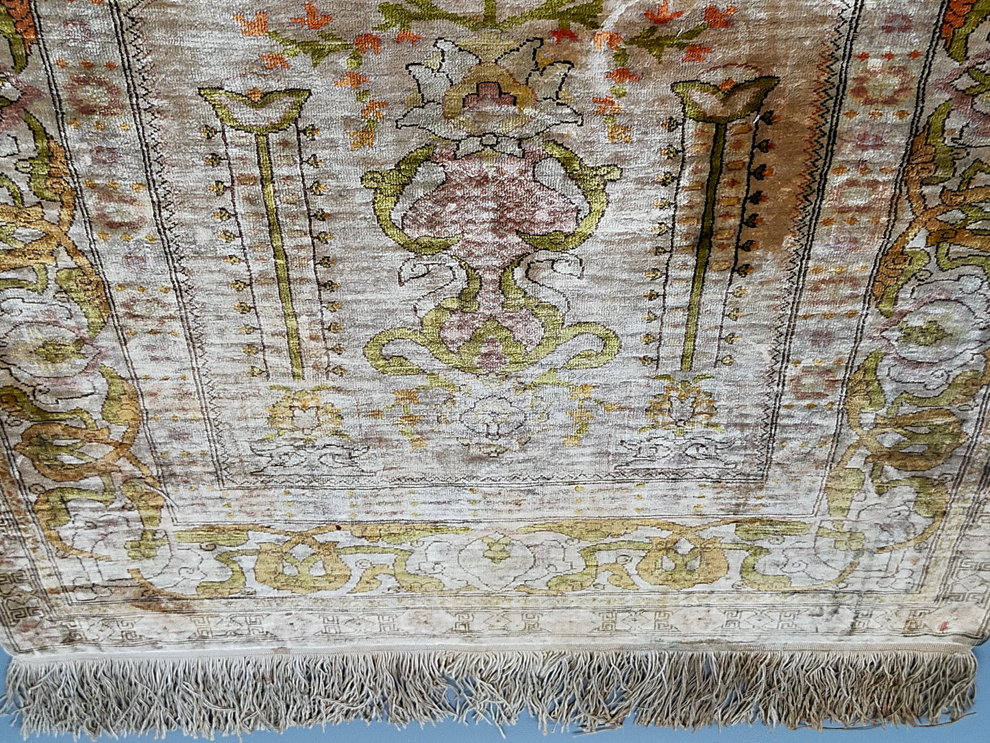 Antik Türkei Hereke Lebensbaum Gebetsteppich Seide auf Seide - 74 x 55,5cm