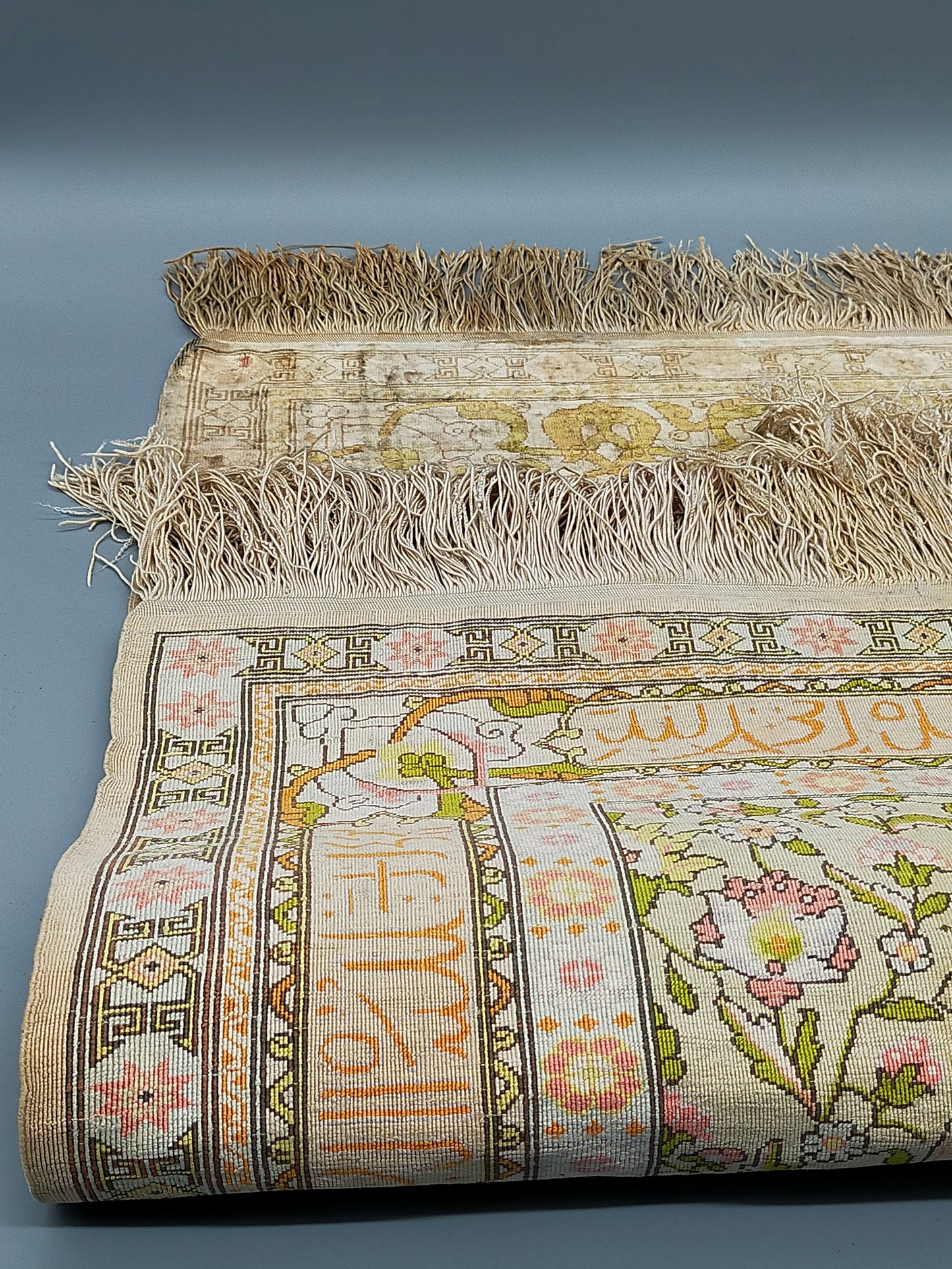 Antik Türkei Hereke Lebensbaum Gebetsteppich Seide auf Seide - 74 x 55,5cm