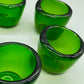 Vintage Grüne Glas Kerzenhalter 5er Set – Rustikales Design