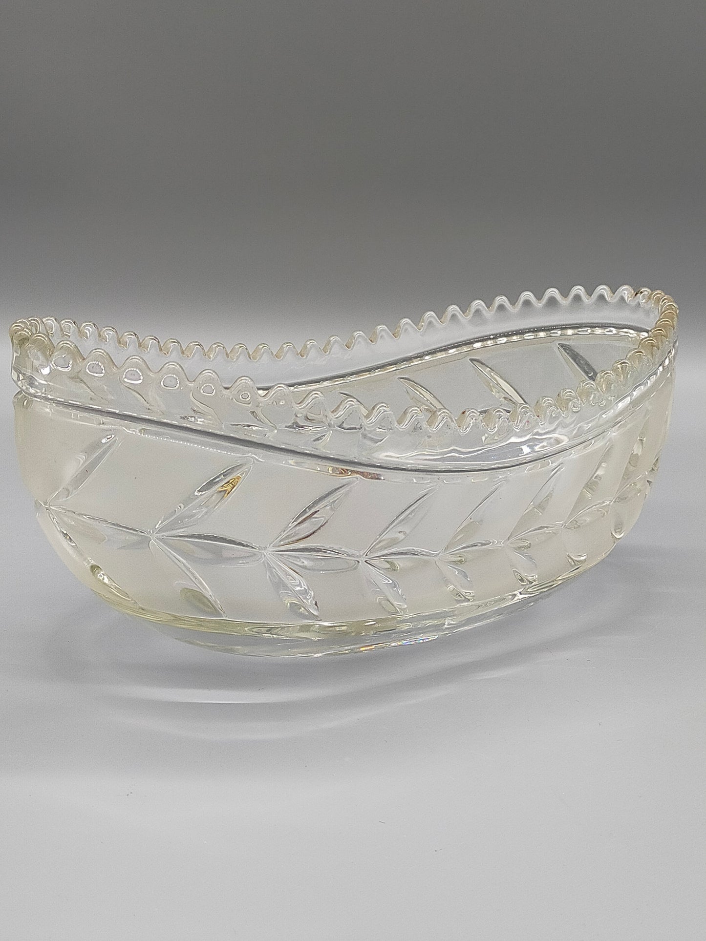 Walther Glas Kristallglas Schale Elegante Blattschale West Germany