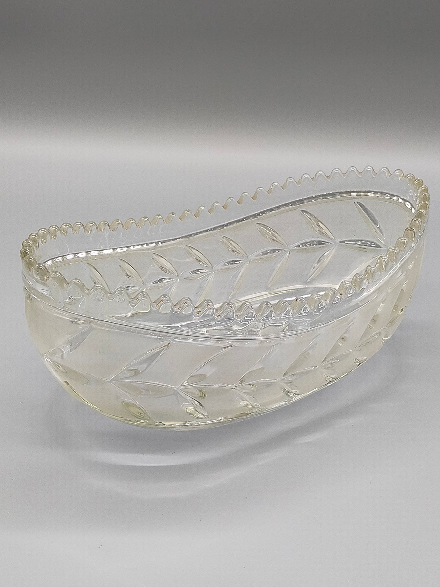 Walther Glas Kristallglas Schale Elegante Blattschale West Germany