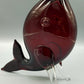 Vintage Murano Stil Glas Vase Fisch Rubinrot mit klaren Flossen