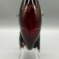 Vintage Murano Stil Glas Vase Fisch Rubinrot mit klaren Flossen